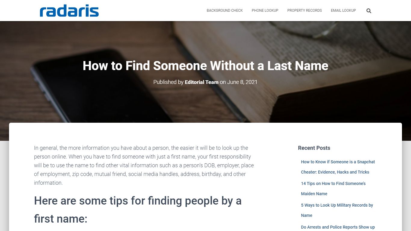 How to Find Someone Without a Last Name - Radaris